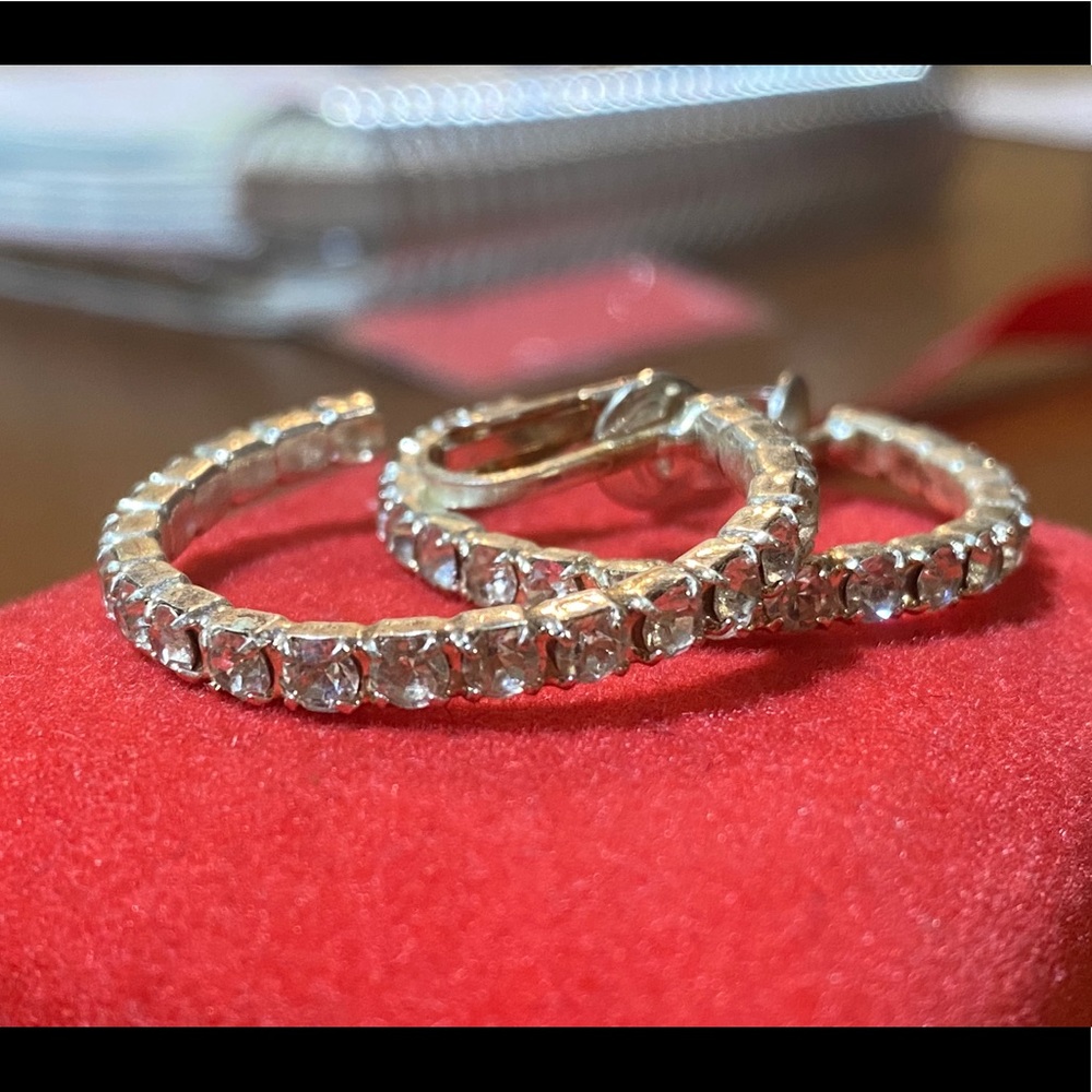 💎 Clip on Rhinestone Hoop Earrings 💎